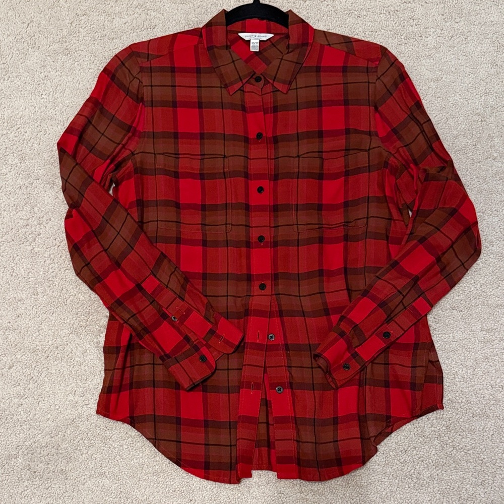 Lucky Brand Plaid Long Sleeve Button Down Shirt. Size XS